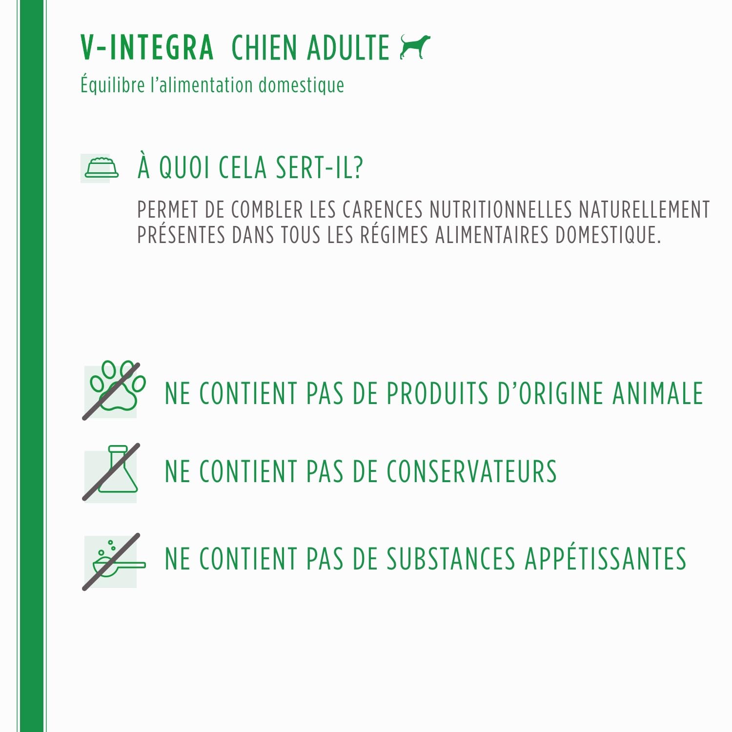 V-INTEGRA Chien Adulte - Supplément Complet Riche en vitamines et minéraux pour la Ration ménagère et Barf des Chiens Adultes - 200 g - Produit en Italie