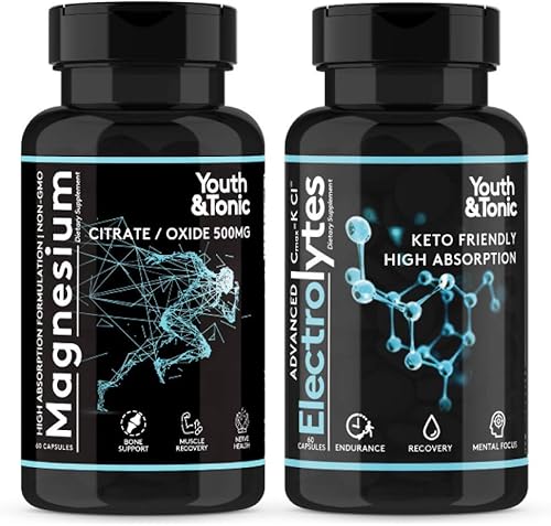 Miniatura 1 de 2pk High Absorption Magnesium Complex  Electrolytes Pills - Mag Minerals Vitamins  Premium Magnesium Citrate Oxide Supplement for Leg Cramps Sore