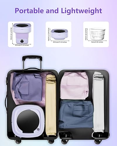 Miniatura 2 de Lavadora portátil, mini lavadora de lavandería de 8 litros con 3 modos de limpieza para ropa interior, ropa de bebé, calcetines, pequeños delicados.