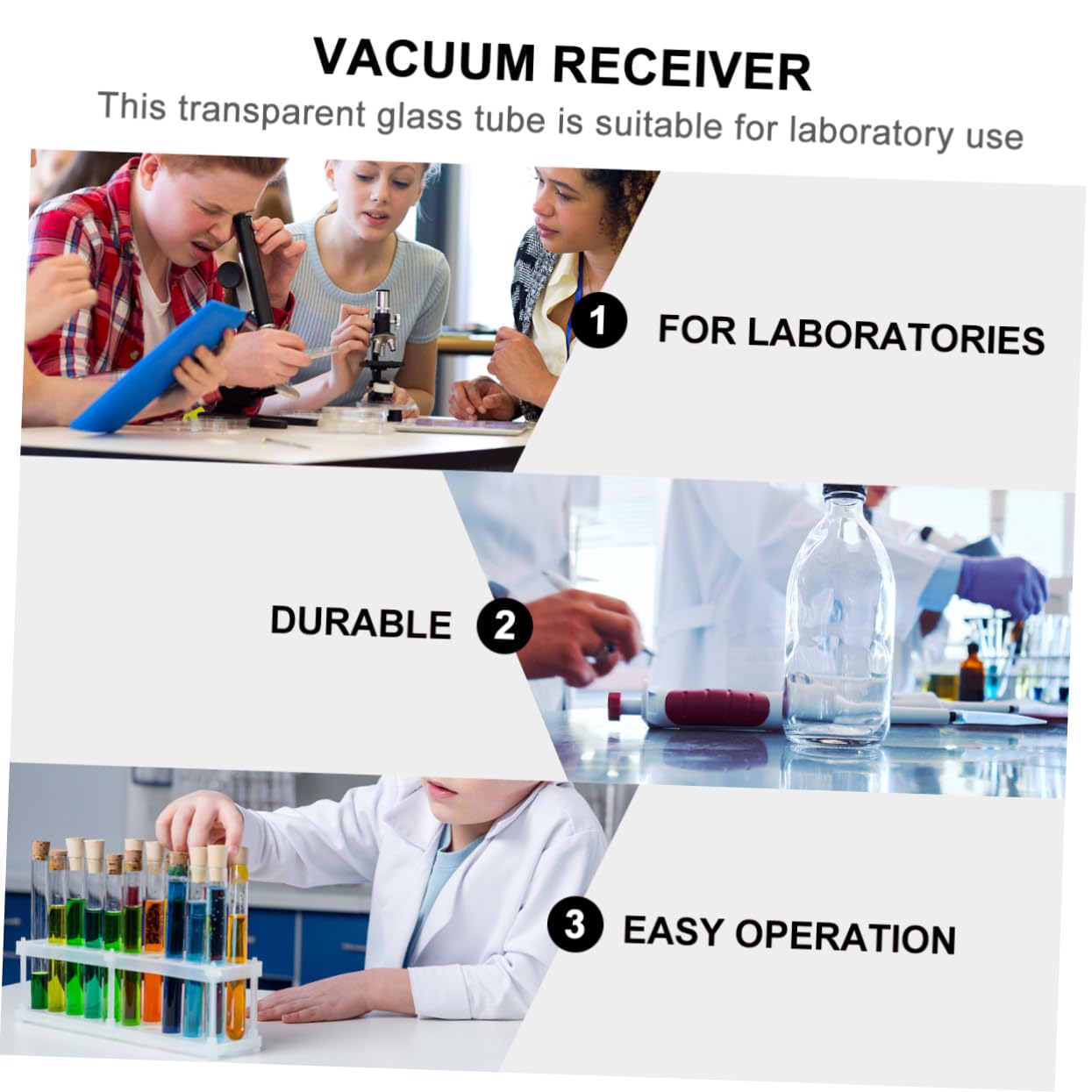 TOPBATHY 3 Pezzi Connettore Di Coda Di Forniture Per Lezioni Di Chimica Attrezzatura Per Lezioni Di Chimica Strumento Didattico Di Laboratorio Di Distillazione in