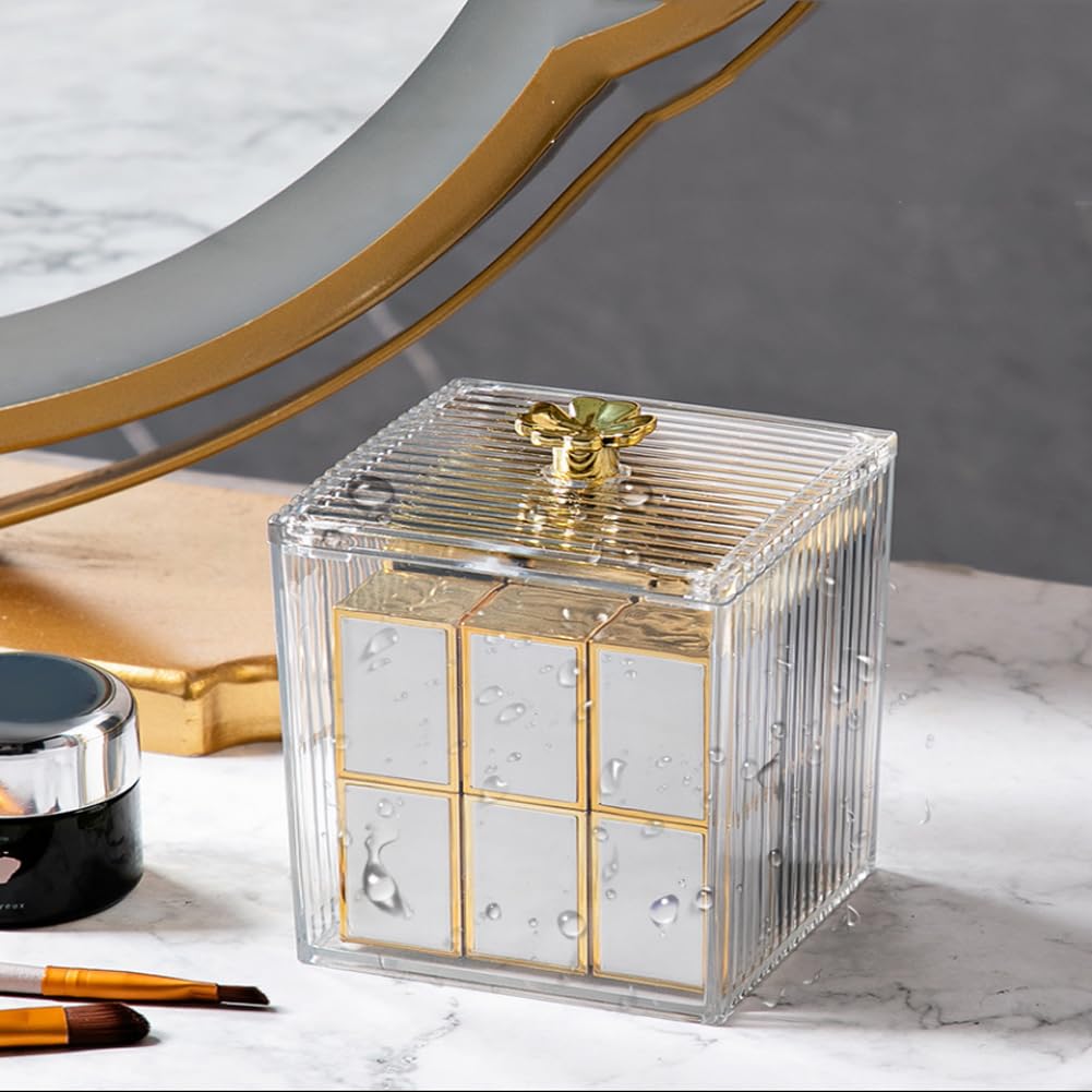 Przezroczyste pudełko do przechowywania artykułów papierniczych z koniczyną – 8,4 x 8,4 x 11 cm, trwały akrylowy organizer na biurko, idealny do domu i biura, przezroczyste rozwiązanie do