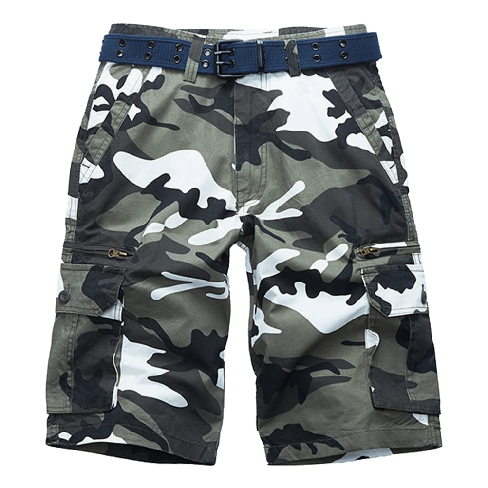 Oanviso Pantalones Cortos para Hombres Cargo Pantalones Cortos con Prácticos Bolsillos y Patrón de Camuflaje Casuales Pantalones Cortos Vintage Bermuda Shorts de Trabajo Duraderos en Verano