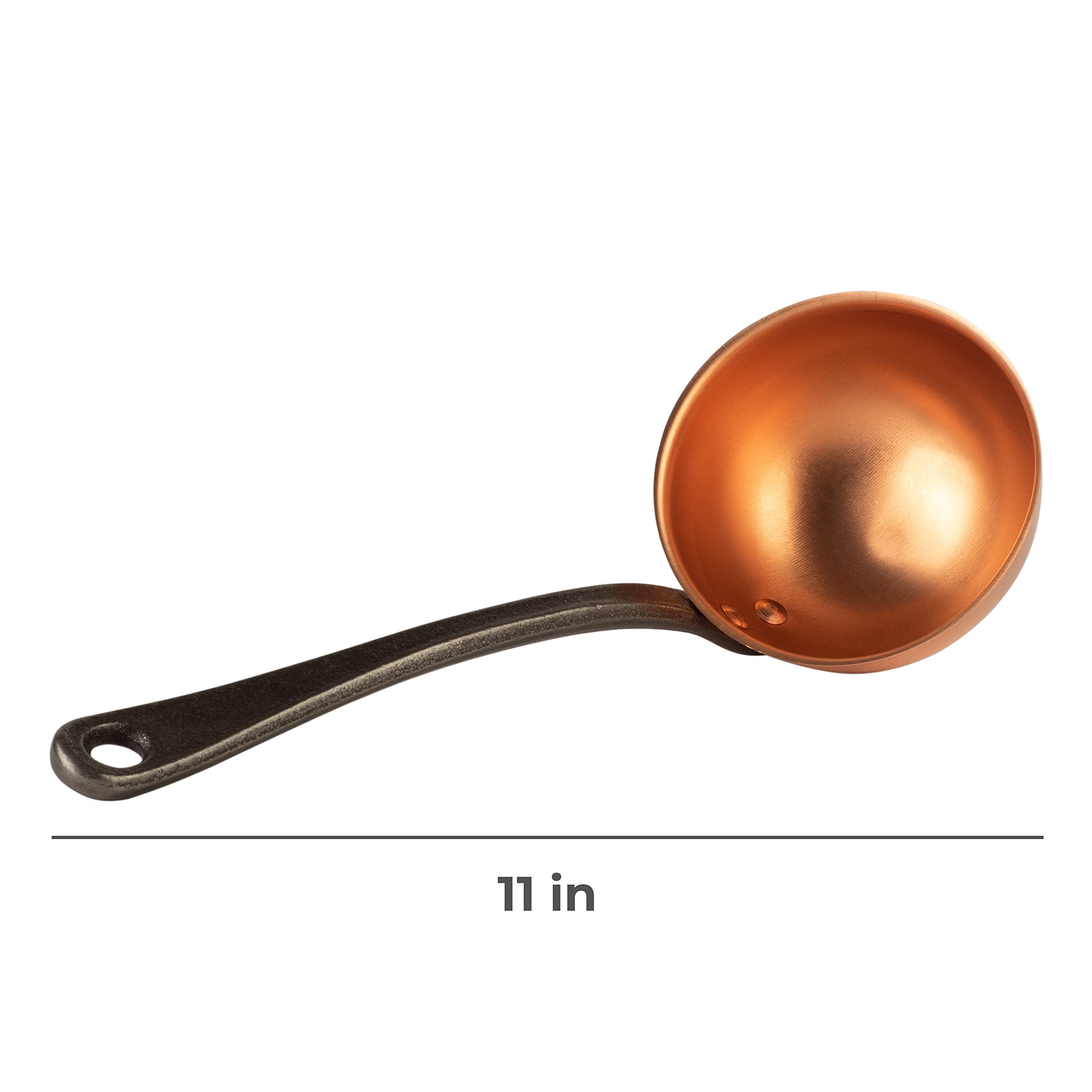 Cuisine Romefort | Copper ladle with cast iron handle | traditionelle Spoon with deeper bowl for cooking, stirring and serving