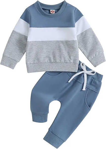 Newborn Infant Baby Boys Fall Outfits Long Sleeve Sweatshirt Elastic Pants Suit Toddler Spring Clothes Set