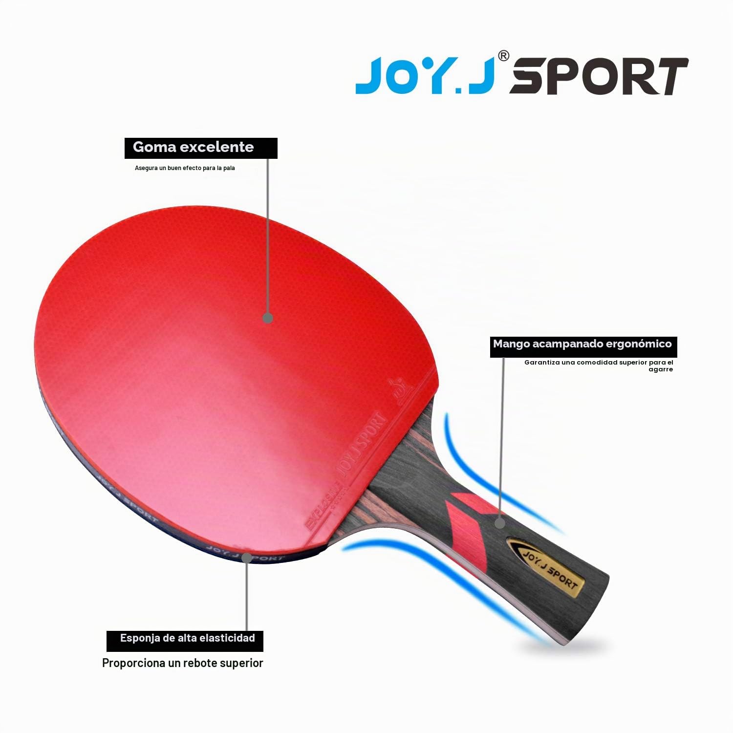 Palas de Ping Pong Profesional, Raqueta Ping Pong ITTF Contrachapado de 9 Capas - Esponja Altamente EláStica -Mango Confortable FL - Goma Aprobada por ITTF -JOYJ