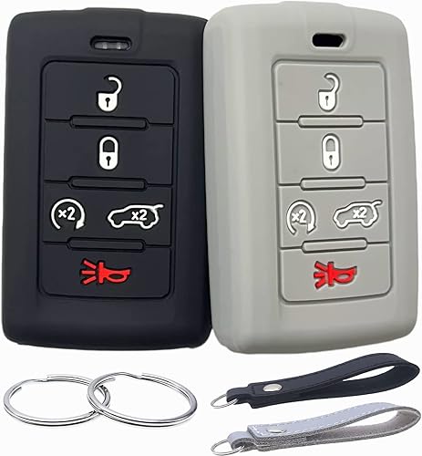 REPROTECTING Funda de goma de silicona para llavero compatible con Jeep Grand Cherokee L Grand Wagoneer L Wagoneer Grand Cherokee L 2021-2024 (negro