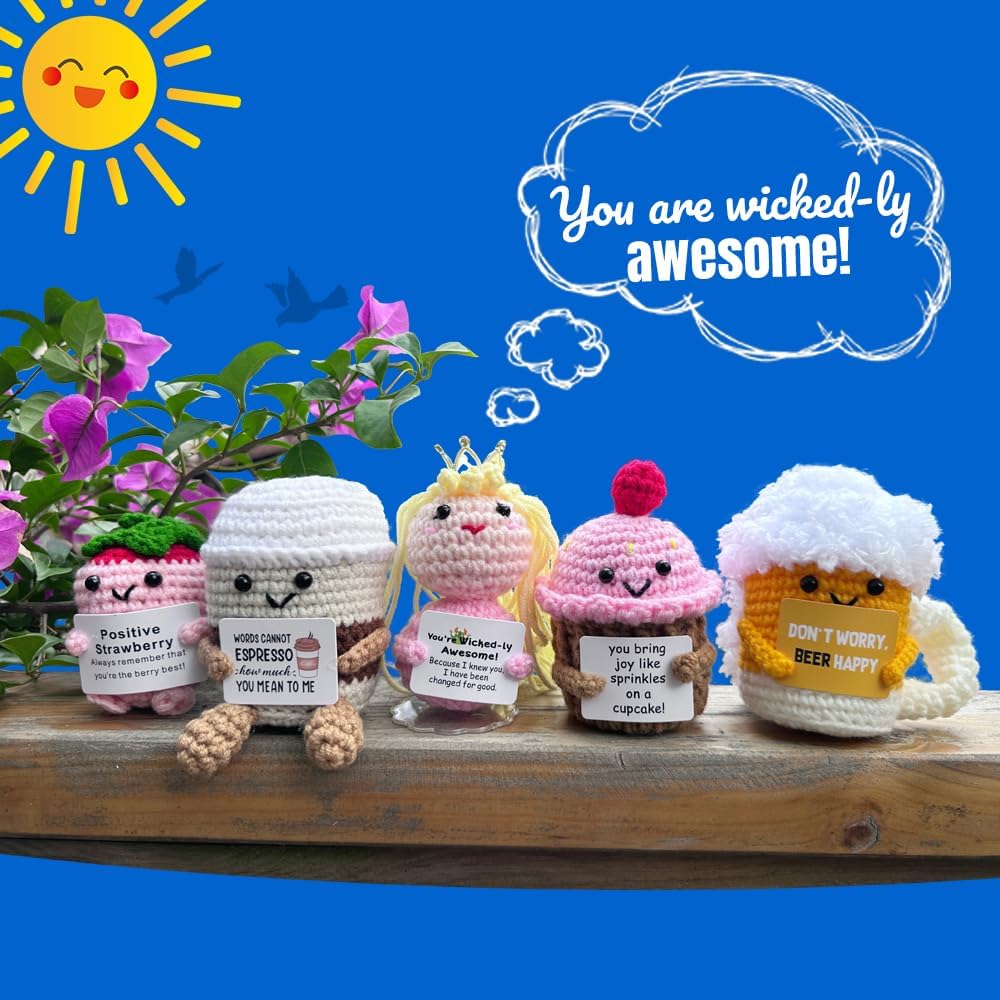 25PCS Positive Crochet Animals Bulk-Teacher Appreciation Gifts Bulk-Team Appreciation Gifts for Employees-Inspirational Crochet Animals Mothers Day Graduation Birthday Thank You Gift for Women Men Mom