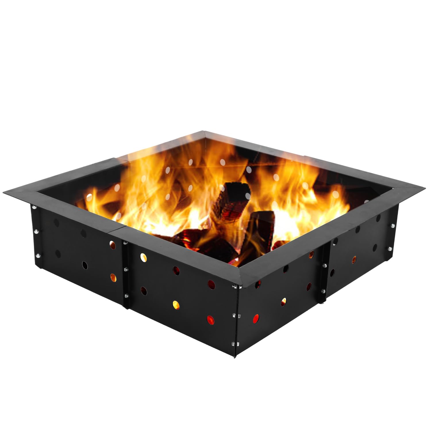 Upgraded Heavy Duty Solid Steel Fire Pit Liner Ring 42-Inch Inner,DIY Campfire Ring Above or In-Ground for Outdoor,Patio,Backyard