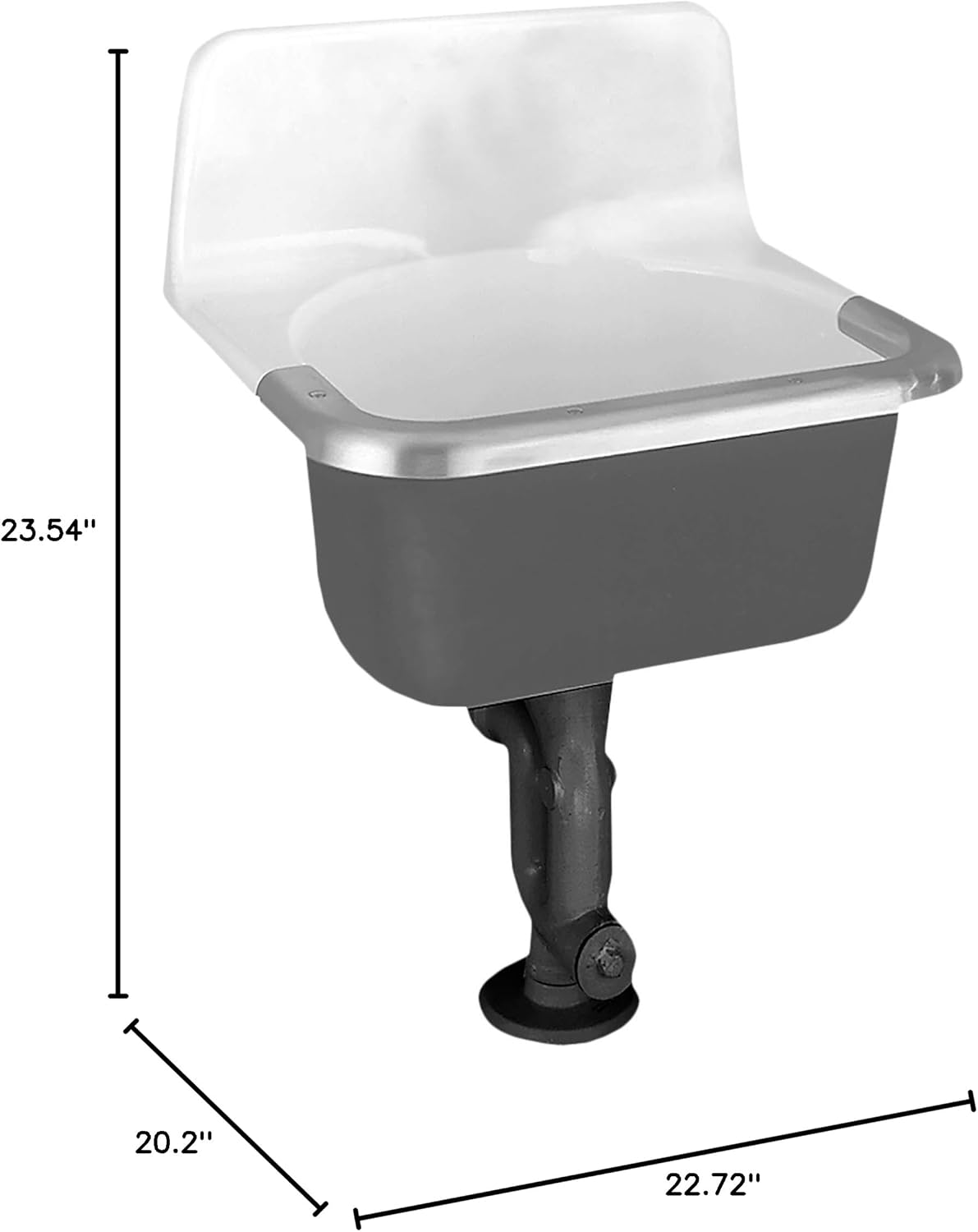 American Standard 7692.000 Lakewell Enameled Cast Iron Service Sink, White, 22.72 x 20.20 x 23.54 inches