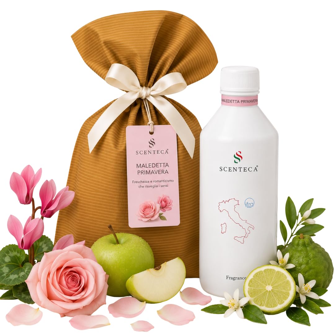 Nachfüllung für Kaltvernebelungs-Diffusoren Duft Maledetta Primavera, Raumduft mit ätherischen Ölen aus Rose, Alpenveilchen und Bergamotte, für Zuhause und Büro, 500 ml