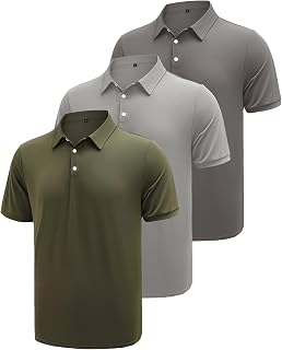 KUYIGO 3 Pack Mens Polo Shirts Short Sleeve Quick Dry Performance Moisture Wicking Summer Casual Athletic Golf Shirt