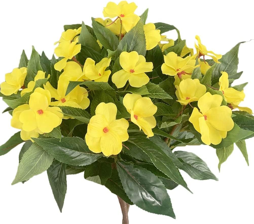 Worldoor 7 Branches Artificial Impatiens Bouquet Flower Patio Lawn Garden Wedding