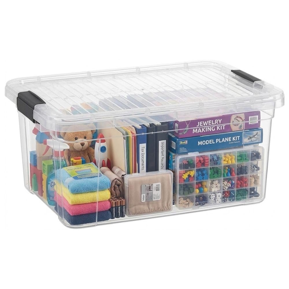 Superio 21 Quart Clear Plastic Storage Boxes with Lids, Stackable Organizer Containers, BPA-Free Storage Bins for Home, Office, School &amp; Dorm, 1 Pack