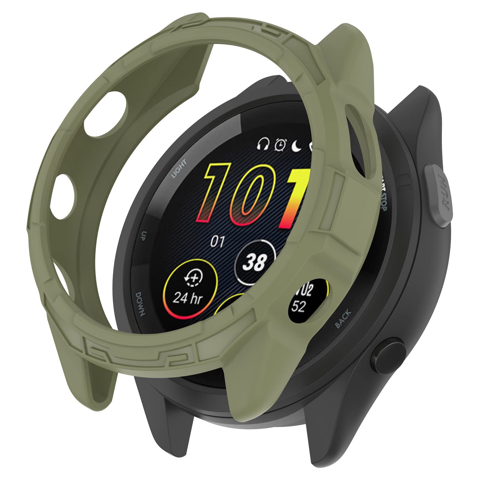 GMUJIAO [2 Pack Cover per Garmin Forerunner 965,Custodia Rigida con Vetro Temperato,Protezione Totale Ultra Sottile HD Clear Pellicola Protettiva- Verde