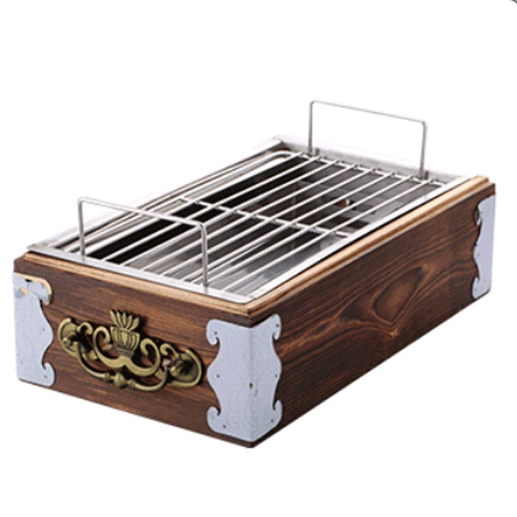 Ogród palenisko drewniane pudełko bezdymne gorące szaszłyki 40 cm na zewnątrz patio stalowa miska na ognisko grill na podwórko, kemping, piknik, miska na ognisko do grilla (kolor: A)