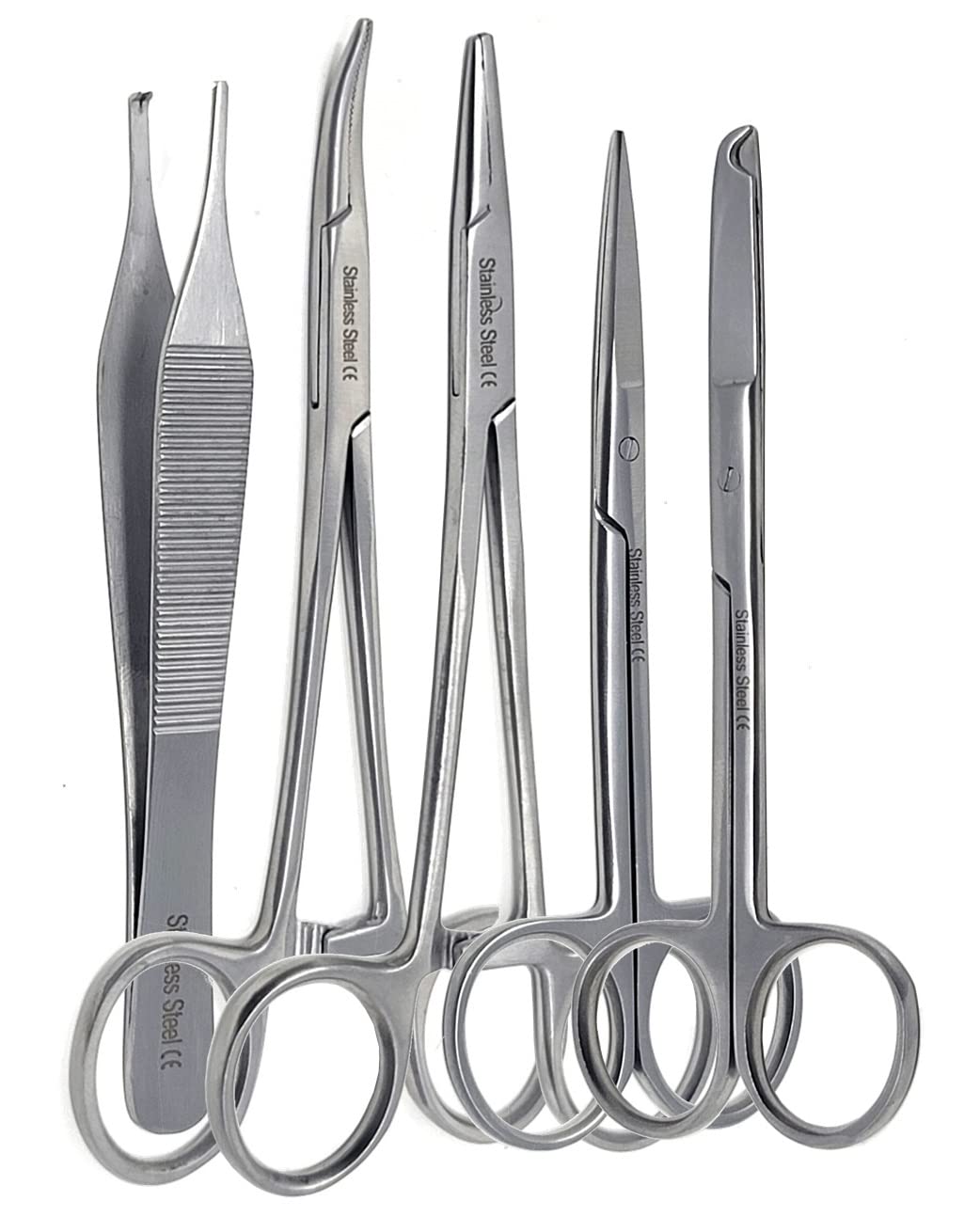 Premium A2ZSCILAB 5 Pieces Veterinary Needle Holder Scissors Hemostat Forceps Tweezers Instruments (All in One)