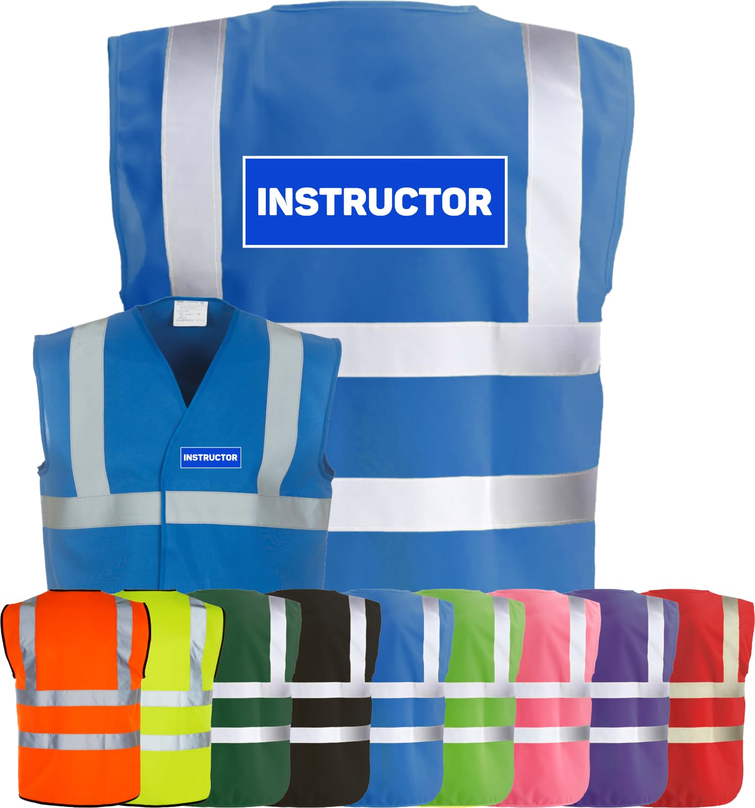 Corporate Togs INSTRUCTOR Printed Hi-Visibility Vest, Waistcoat Vest with 2 Band & Brace Reflective Strips, Fully EN471 Health & Safety Compliant | Protective Vest