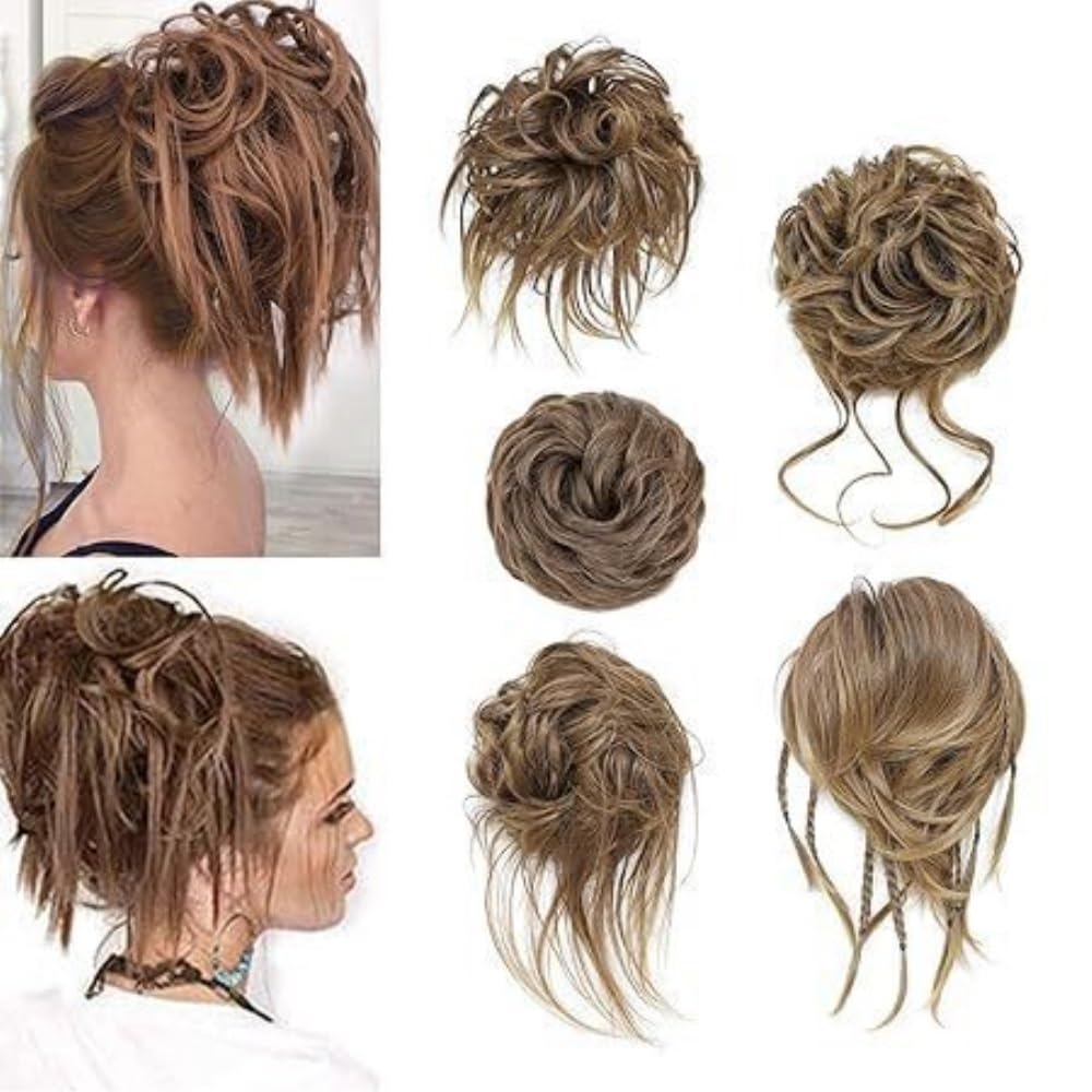 Chignon pince pour cheveux bouclés accessoire coiffure femme marron clair