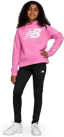 New Balance Girls Athletic 2 Piece – Pullover Hoodie & Fleece-Lined Leggings Sweatsuit Set, Soft Performance Activewear