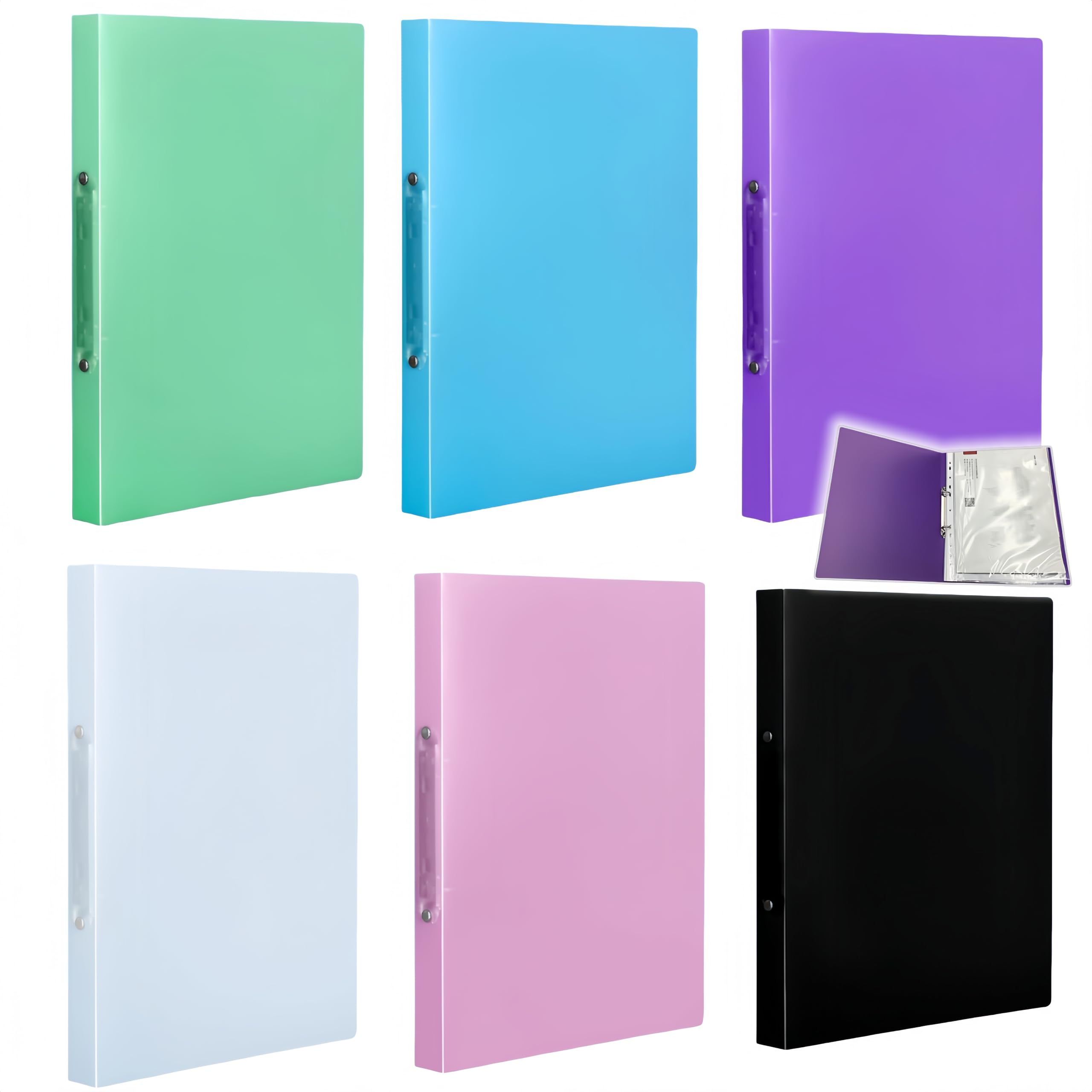 6 UnidadesCarpetas De Anillas De Plástico Fino, Carpetas De Anillas A4, Carpetas Flexibles A4, Carpetas Rígidas Chromaline PP, Anillas Redondas, Carpeta A4 Para La Vida Escolar