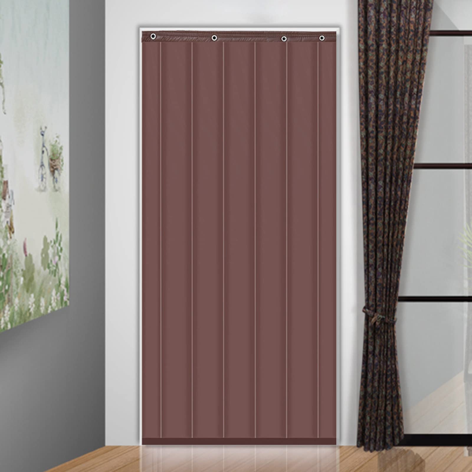 Tenda invernale in cotone spesso isolante termico per porte pieghevoli con protezione in pelle PU resistente, ideale per l'ingresso del soggiorno e uso interno