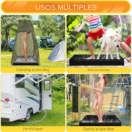 Bac à douche pliable et portable avec drainage rapide pour camping et extérieur