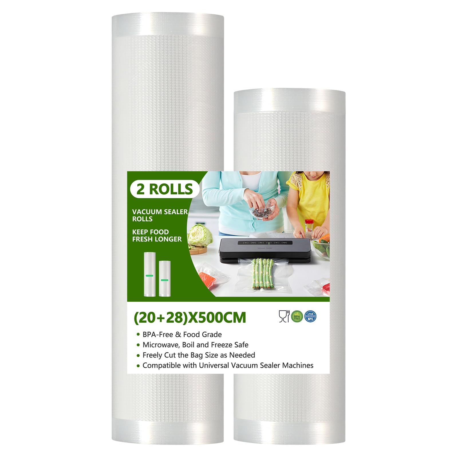 Sac Sous Vide Alimentaire 2 Rouleaux 20x500cm - Emballage Pour Machine Sous Vide
