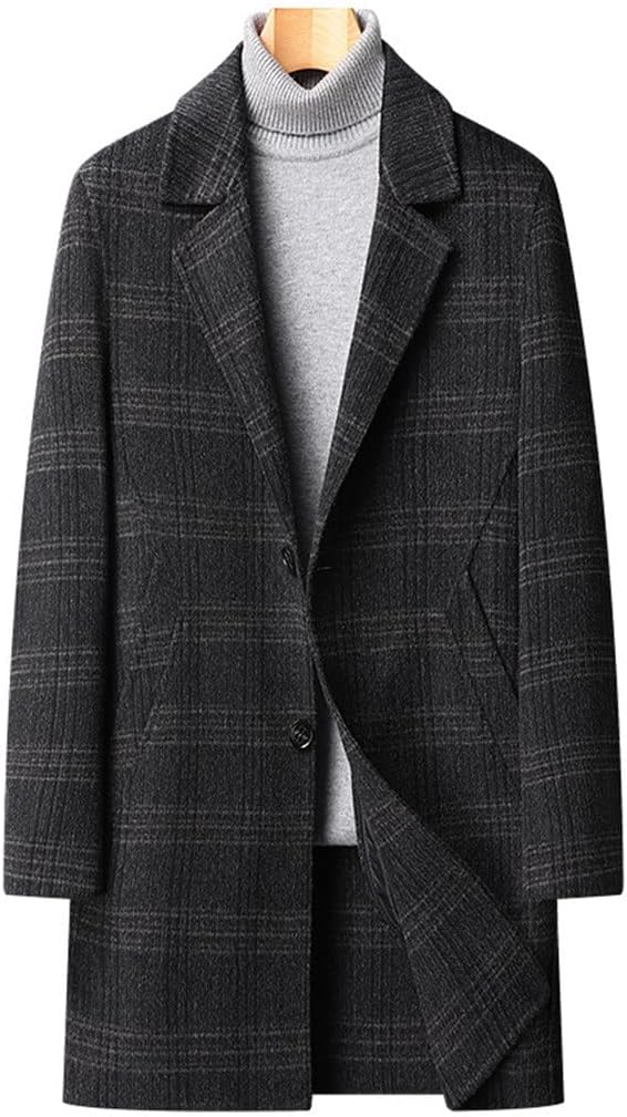 [WOLEN] GDDZA 秋冬ウール両面ウールコートメンズミディアムロングチェック柄ウールコートウールコート