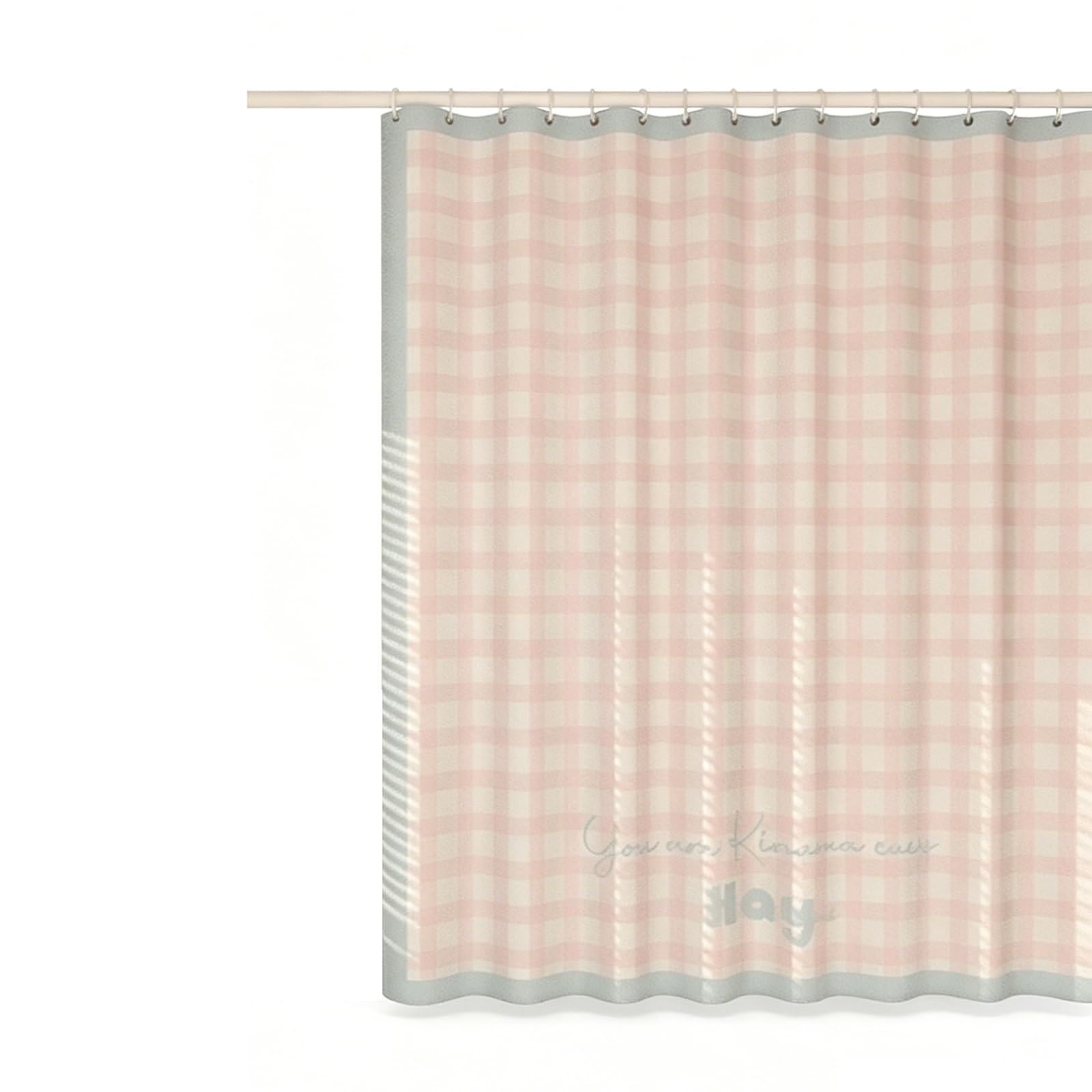 Générique Rideau de Douche en Polyester à Carreaux de Couleur Claire, imperméable et Opaque, avec Impression de Texte Manuscrit décontracté
