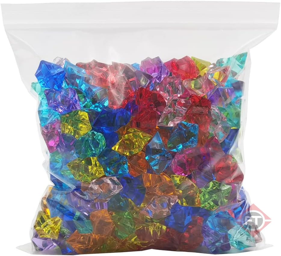 Firstly Plastic Ice Rocks 55 Pieces Acrylic Ice Cubes 1 Inch Fake Diamonds Crystals Gems for Home Decoration Wedding Display Vase Fillers Table Scatter, Multicolor-image-34