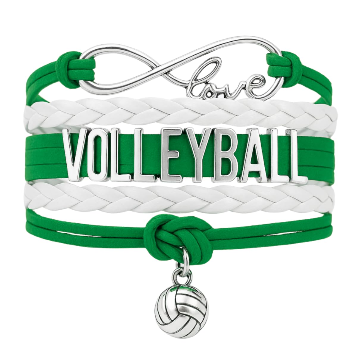 Volleyball Bracelets For Girls- Ideal Volleyball Gifts &amp; Souvenirs. Adjustable Charm Bracelet with Moveable Letters, Infinity Symbol &amp; Silver Volleyball Charm. Fashionable Bracelets by SportyBella.