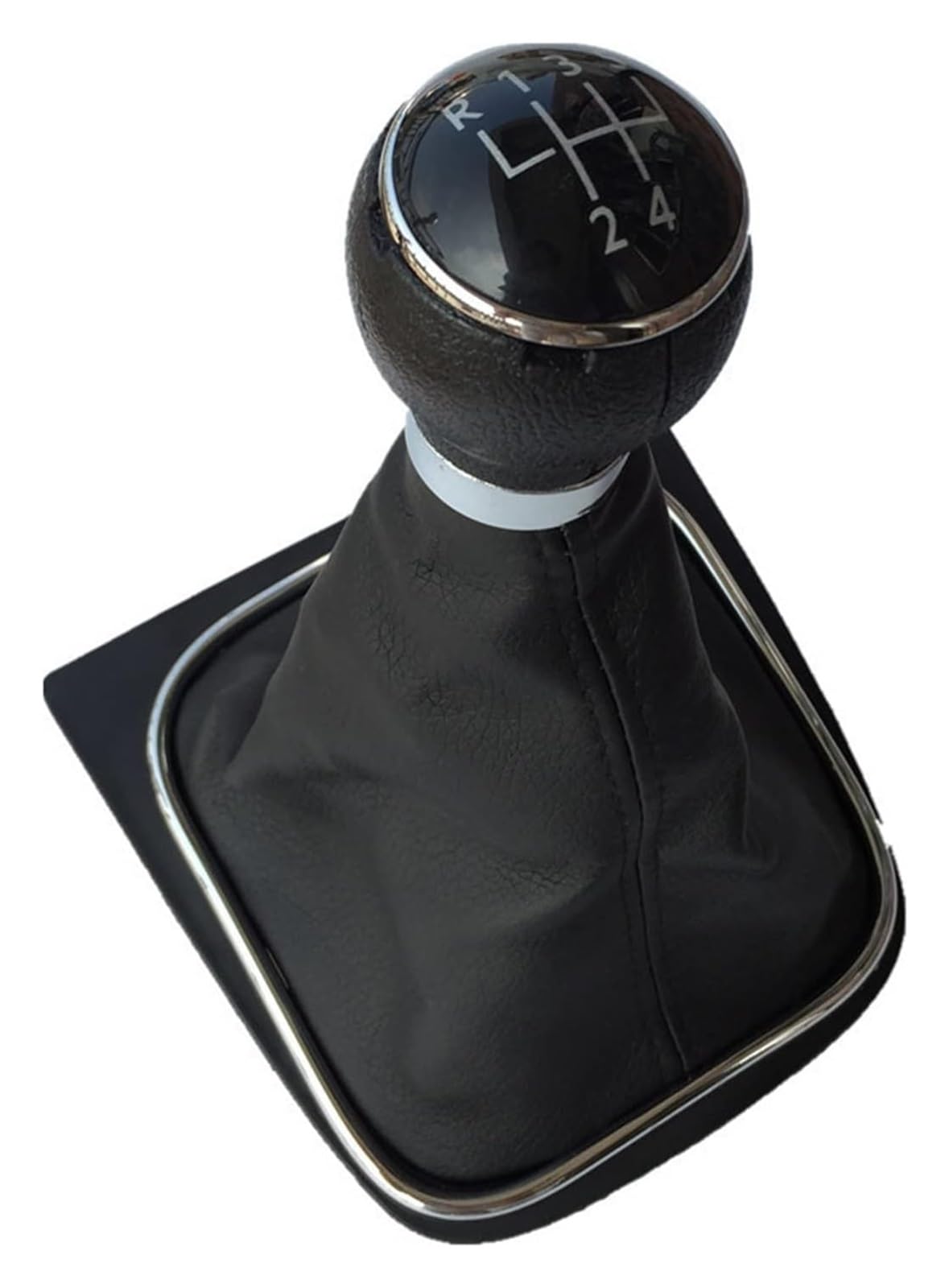 UTONGMU Manual Gear Shift Knob for VW for Golf 5 V MK5 MK6 for Jetta R32 for Rabbit 6 Speed Stick Gear Shift Knob with Leather Boot Collar Case(5 Speed Black a)