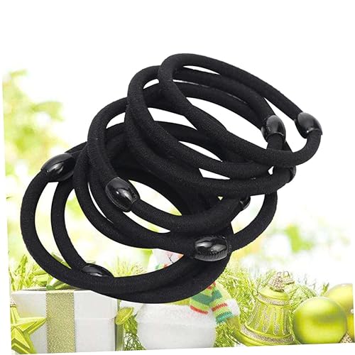 Miniatura 8 de 8 bandas de goma negras para cola de caballo, bandas de metal para el cabello para cabello grueso, soporte para cola de caballo con lazos para el