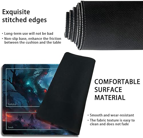 Miniatura 3 de Tapete de juego MTG cosido de alta calidad con zonas y parte trasera de goma antideslizante, tapete de juego TCG para MTG y otros juegos de cartas,