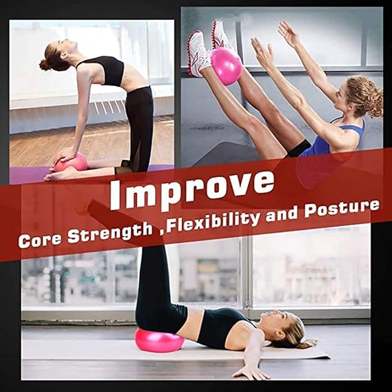 Exercise Pilates Mini Yoga Balls Barre Small for Home Stability Squishy Training Physical Therapy Improves Balance with Pump (Gray, 9 Inch)