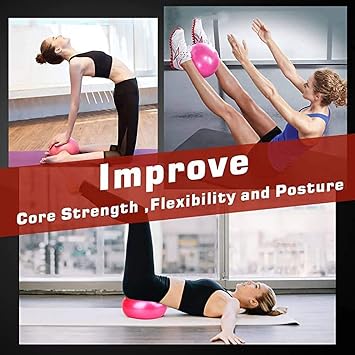 Exercise Pilates Mini Yoga Balls Barre Small for Home Stability Squishy Training Physical Therapy Improves Balance with Pump (Gray, 9 Inch)