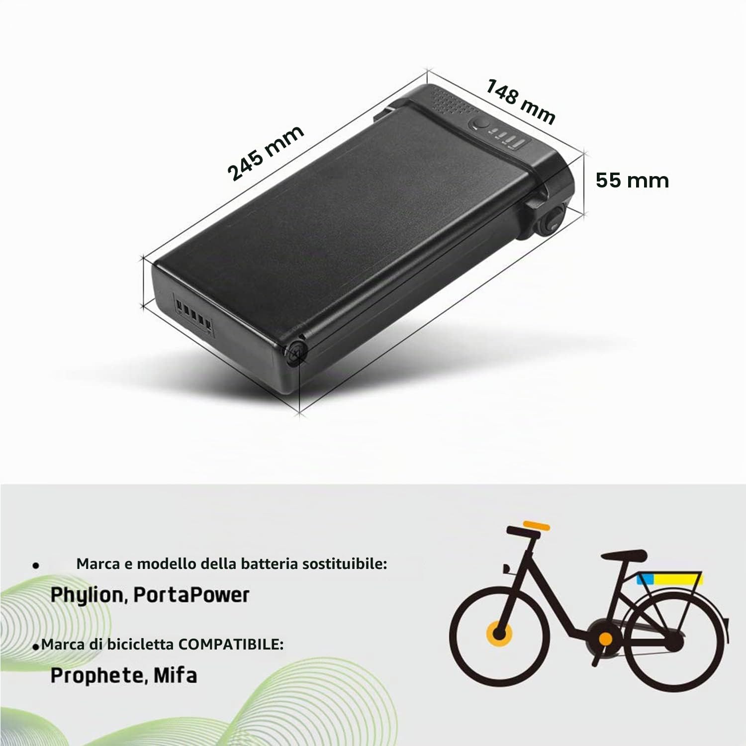 Batteria per bici elettrica 24V 14AH batteria al litio bicicletta elettrica,E-Bike Batteria sul Portapacchi Posteriore,per MIFA, Prophete, Ansmann, Phylion, PortaPower
