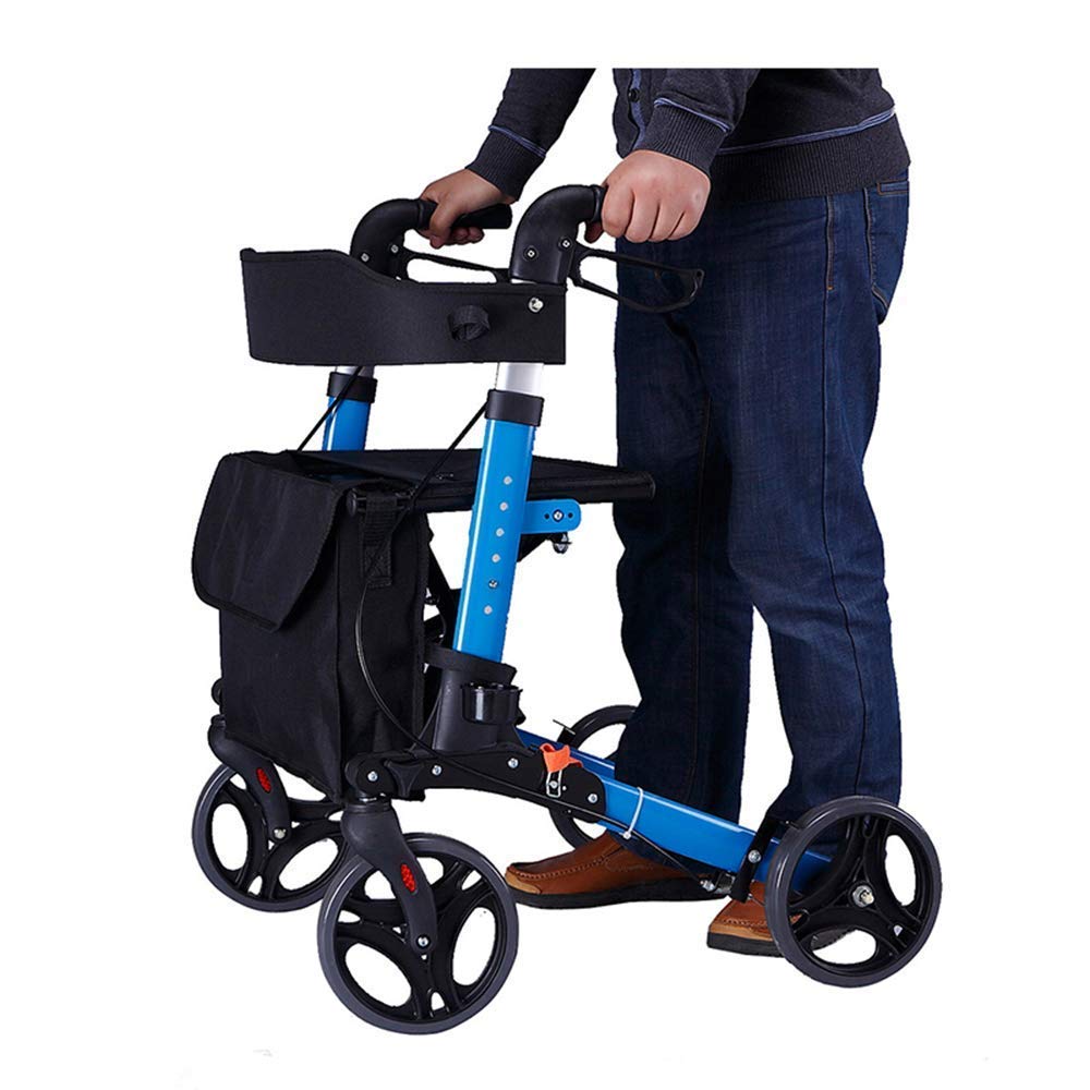 Andador, Rollator, Andador Ligero de Aluminio con Freno de Bucle, Plegable, para Transporte, para Adultos, con Altura Ajustable en Piernas y Brazos Es Muy Amable de tu Parte