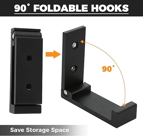 Miniatura 3 de MOOTVGOO Paquete de 10 ganchos plegables de pared, ganchos plegables de aleación de aluminio para colgar mochila, abrigo, toalla, sombrero,