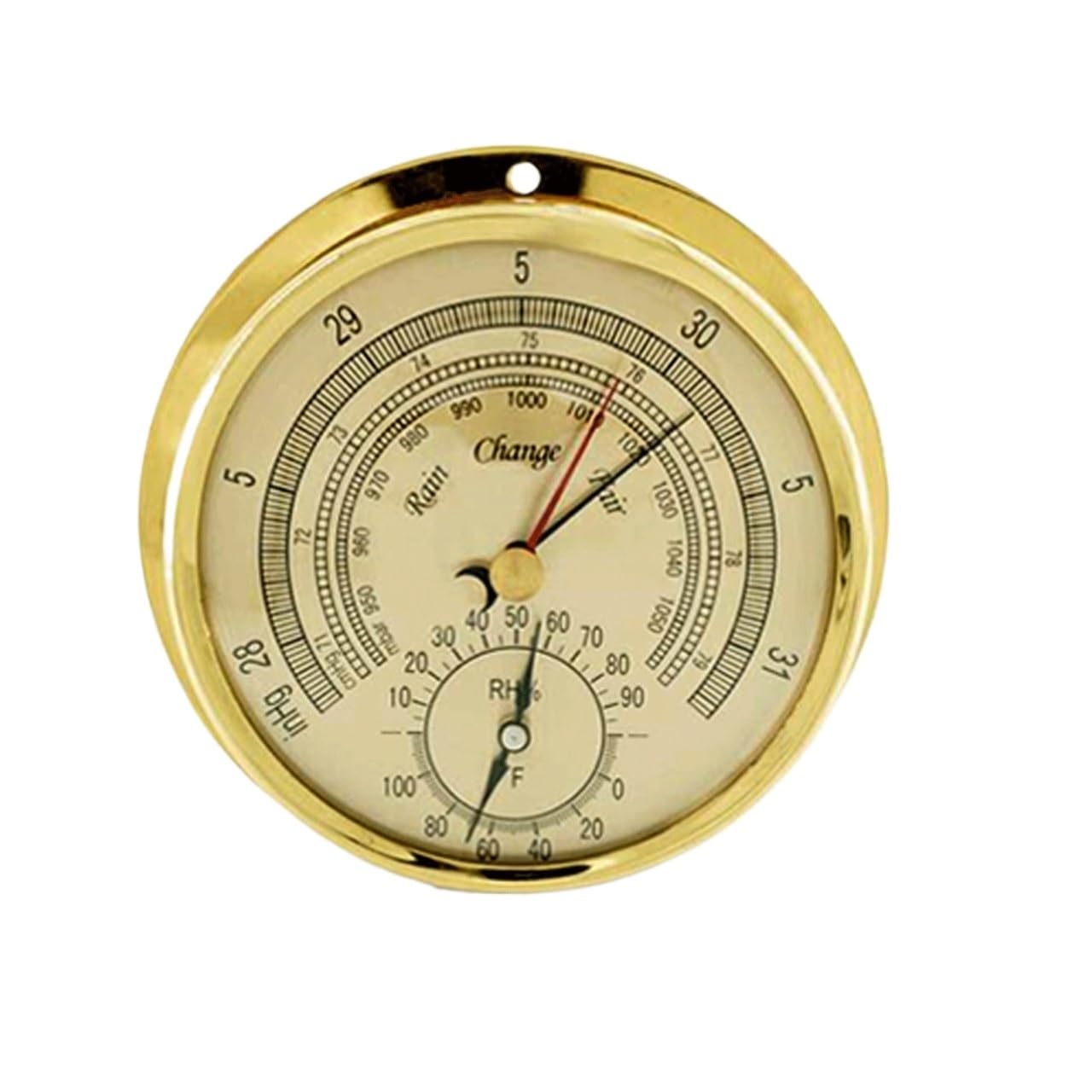 Barometer, Traditionelles Barometer mit Zifferblatt und Temperatur- und Feuchtigkeitsanzeige
