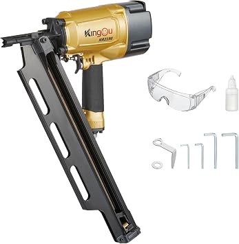 KingOu NR2190 شريط بلاستيكي بزاوية 21 درجة يغطي مجلة الألومنيوم وظائف NR2183 يمكن لمسامير التأطير استخدام مسامير بطول 3.5 بوصة