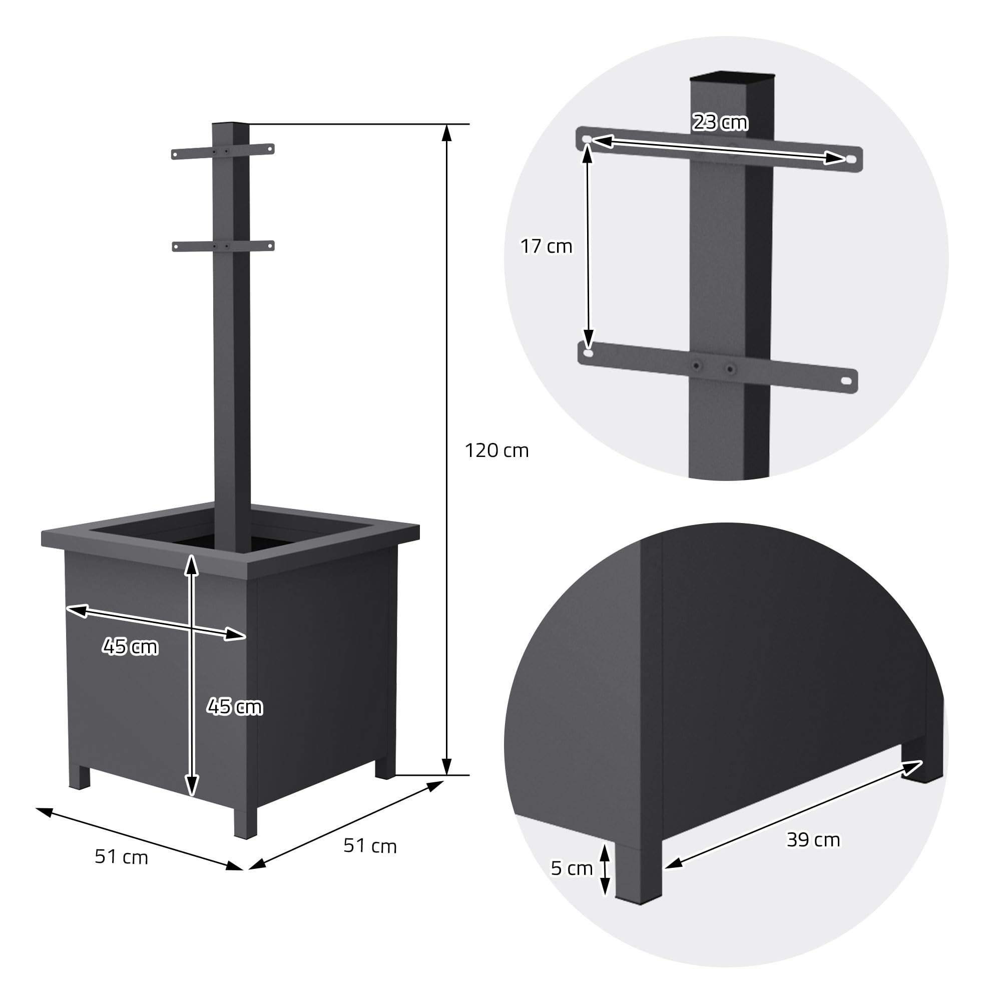 ML-Design Standbriefkasten Anthrazit mit Pflanzkasten, Briefkasten mit Zeitungsfach & Ständer, abschließbar, 2 Schlüsseln, Briefkastenständer wetterfest aus Stahl, Postkasten modern für Haus & Garten