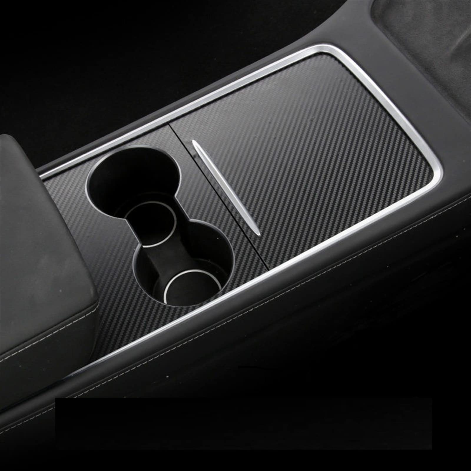 Qibbei Carbon Fiber Center Console Cover Sticker For Tesla Model 3 Y 2021 Abs Central Control Panel Protective Patch(Carbon Fiber)