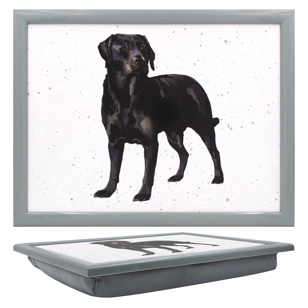 Tamersgifts Cushioned Laptrays Lap Tray TV Dinner Bean Bag Padded Cushion Gift (Black Labrador Laptray) — image 1