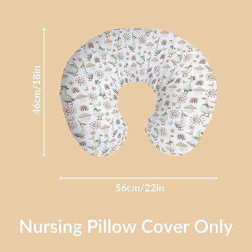 Miniatura 9 de Cute Geese Boho Rainbow Nursing Pillow Covers Watercolor Geese Duck Boho Floral Stretchy Nursing Covers for Breastfeeding Pillows Farm Animal Soft