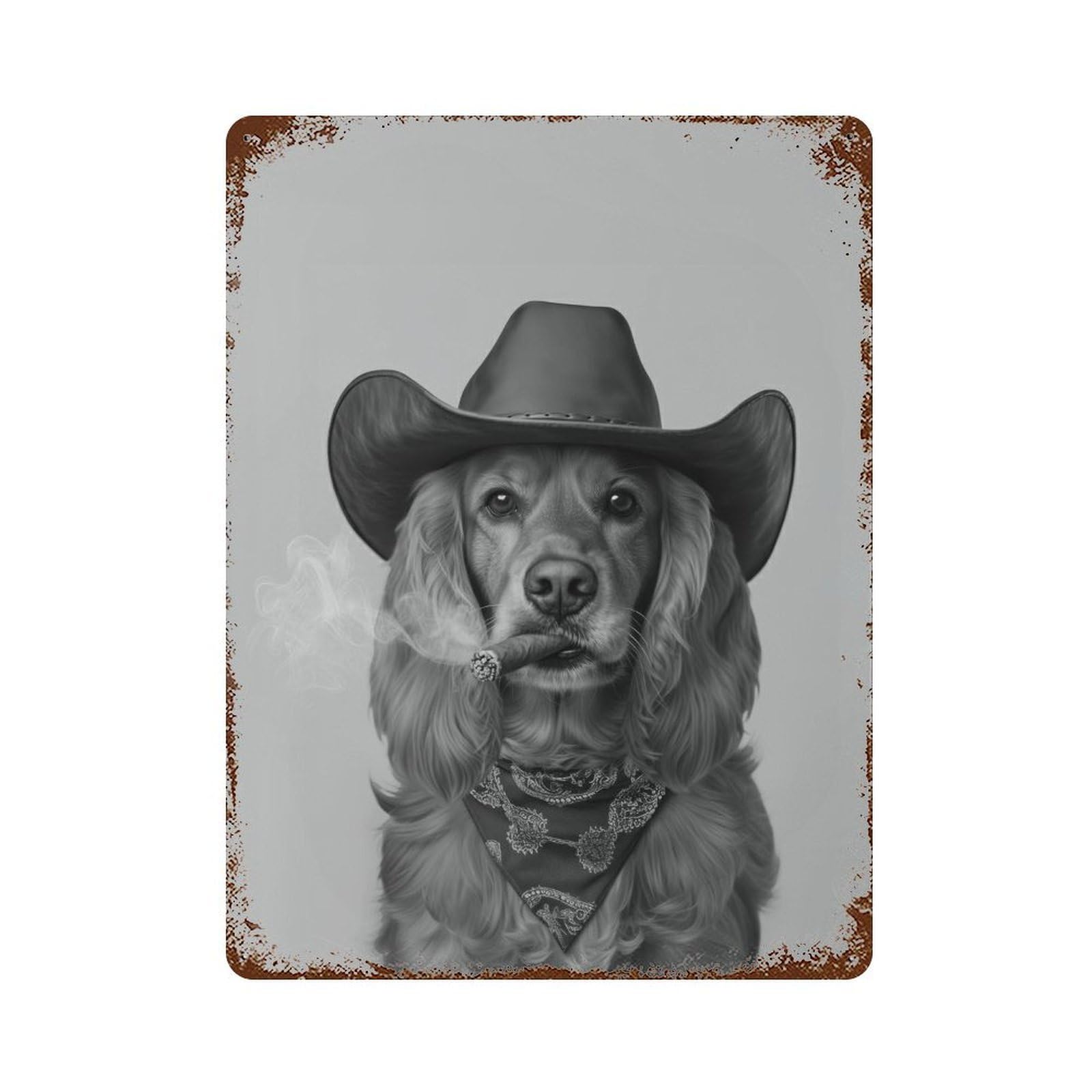 xiaoxiaoshen Cocker Spaniel Cowboy Wall Art Wall Decor Art Metal Tin Poster Modern Home Decor Art Home Bar Shop Decorations Vintage Sign 40x30cm