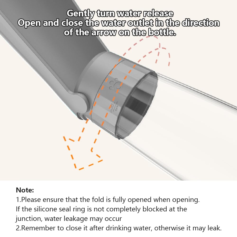 PawSailor Dog Water Bottle Portable for Walking Pet Travel 19 OZ Leak proof Water Bottle Bowl with Drinking Feeder Cat Puppy Water Dispenser for Hiking Camping Grey