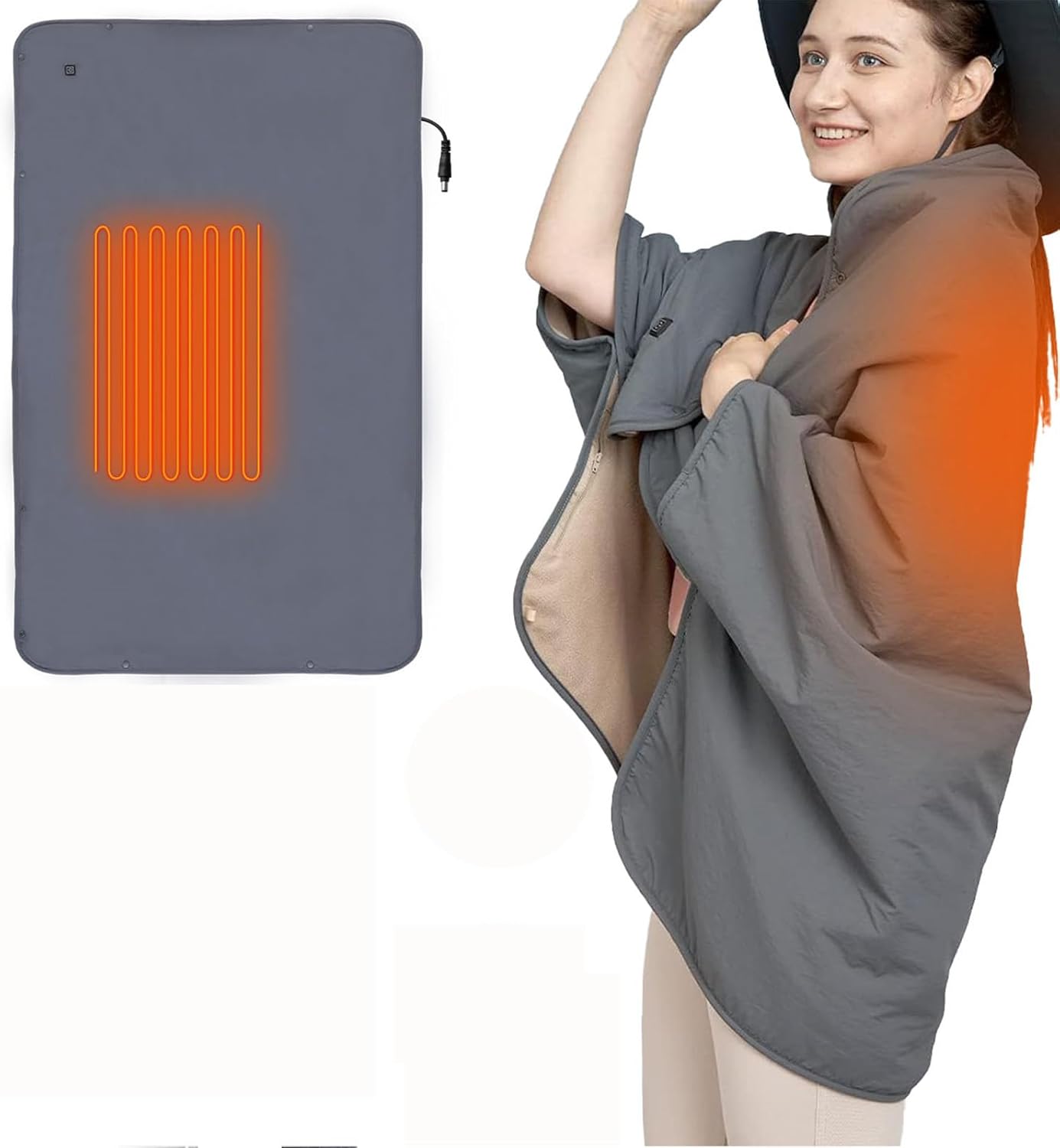 Heated Blanket, Wearable Heated Blanket with 3 Heat Levels, Portable Waterproof Electric Throw for Full Body, Indoor Outdoor Use for Camping Office Home, Machine Washable, Gifts for Women Men Mom