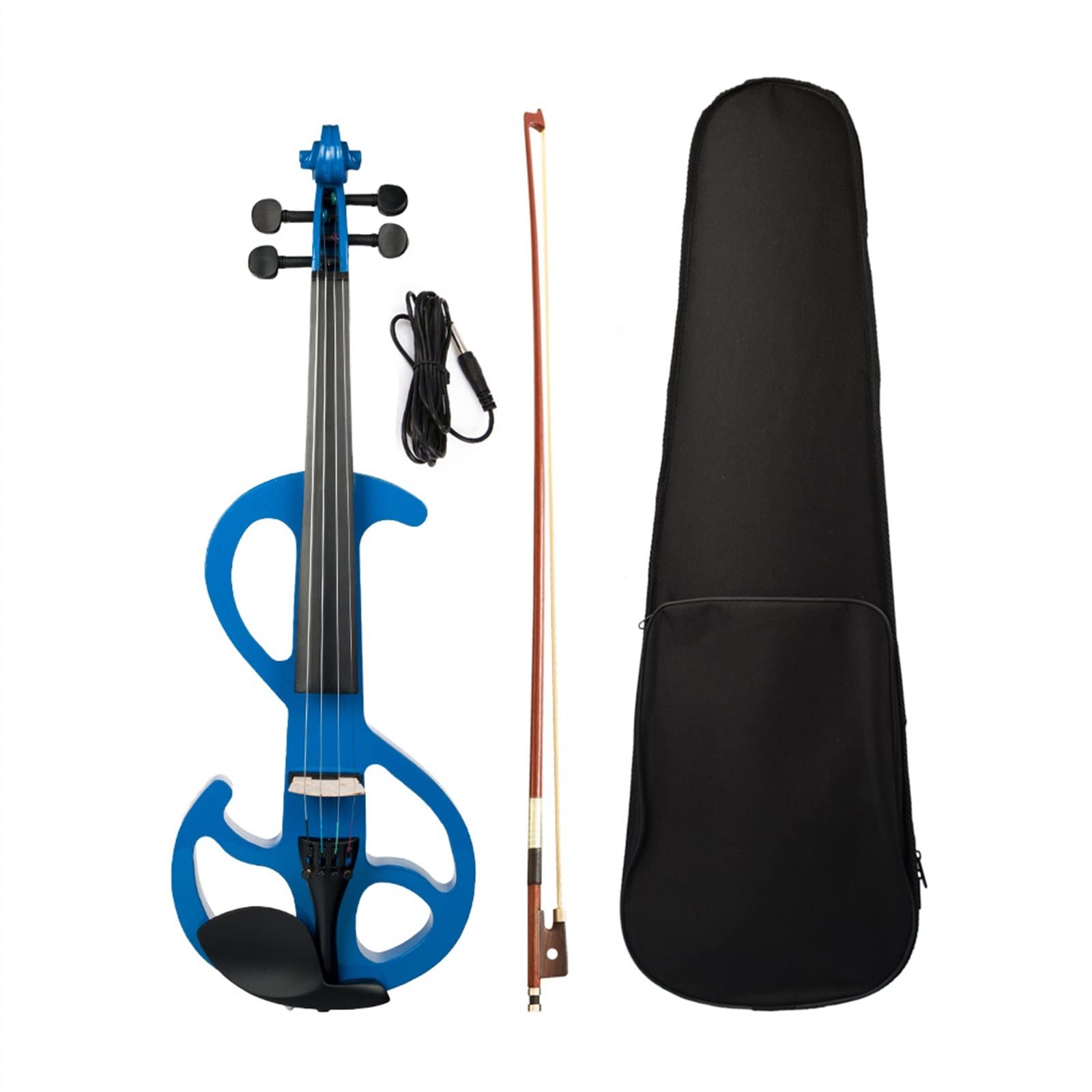 Studente Violino Elettrico 4/4 Violino Elettrico Silenzioso con Arco di Violino Custodia per Violino Violino Blu A Forma di S Violini per Studenti
