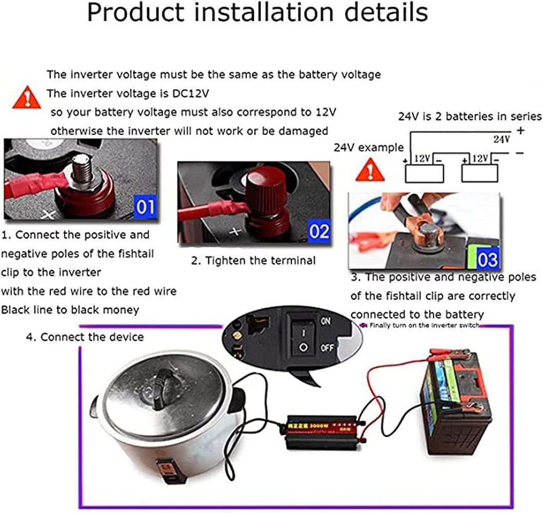 Inversor de Potencia sinusoidal Pura 3500W 4000W 5500W Convertidor de Voltaje con Enchufe Universal y Pantalla Digital Dual, inversor de automóvil para computadora portátil, Almohadilla, teléfonos,